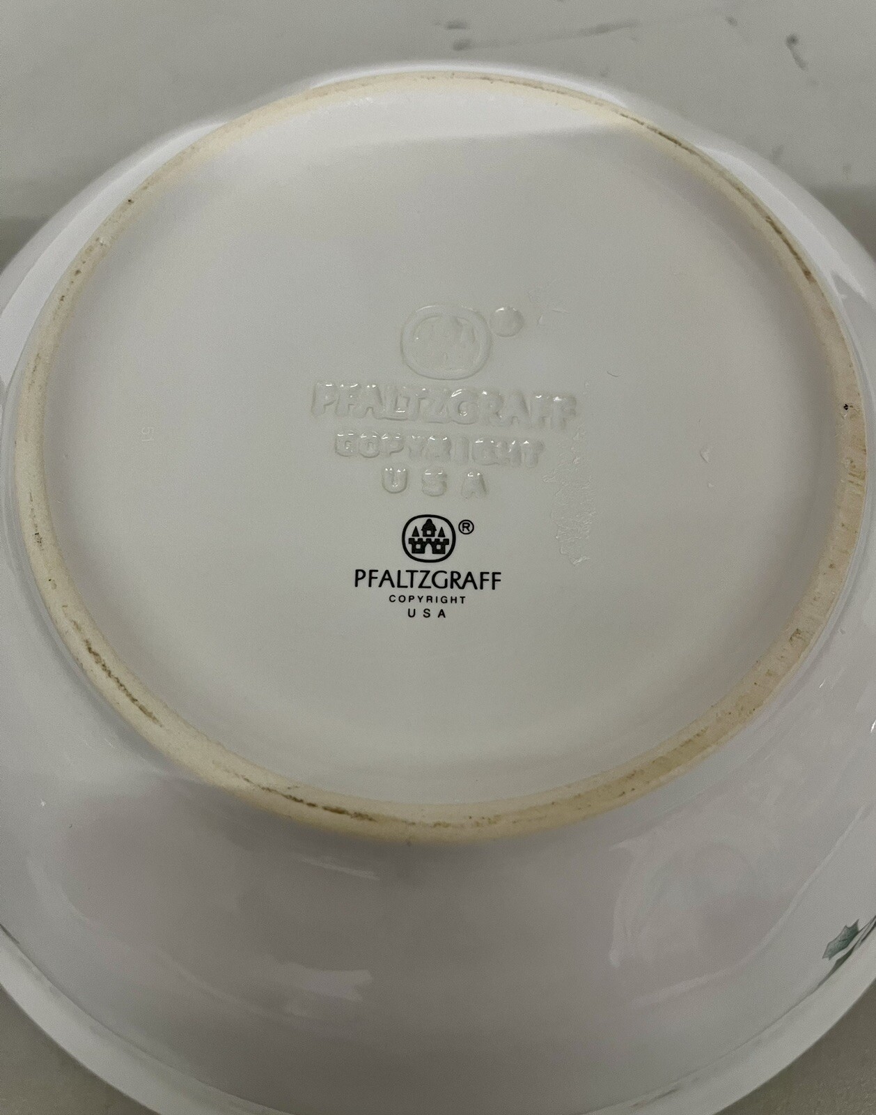 Pfaltzgraft WINTERBERRY~Serving Bowl~ 8 1/2″ In Diameter~White with Holly Edging