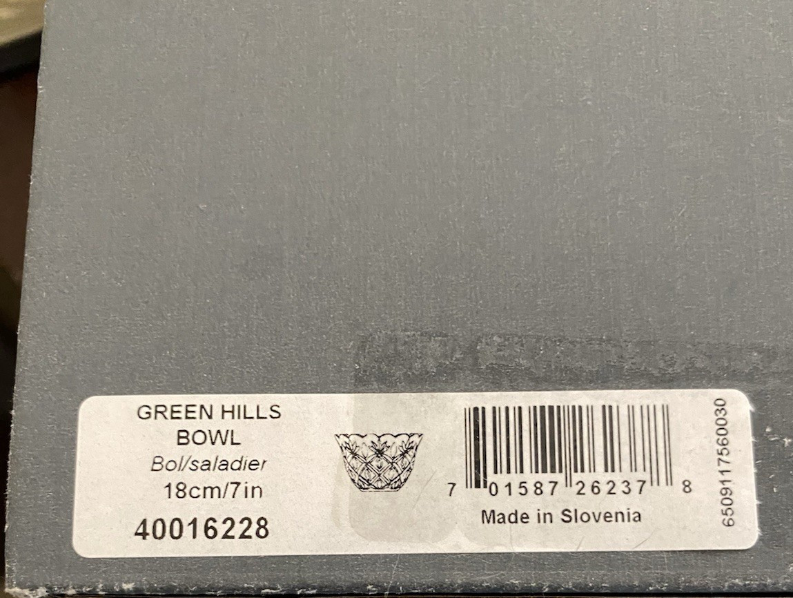 Waterford Crystal Bowl Green Hills 7″ Scalloped New in Box