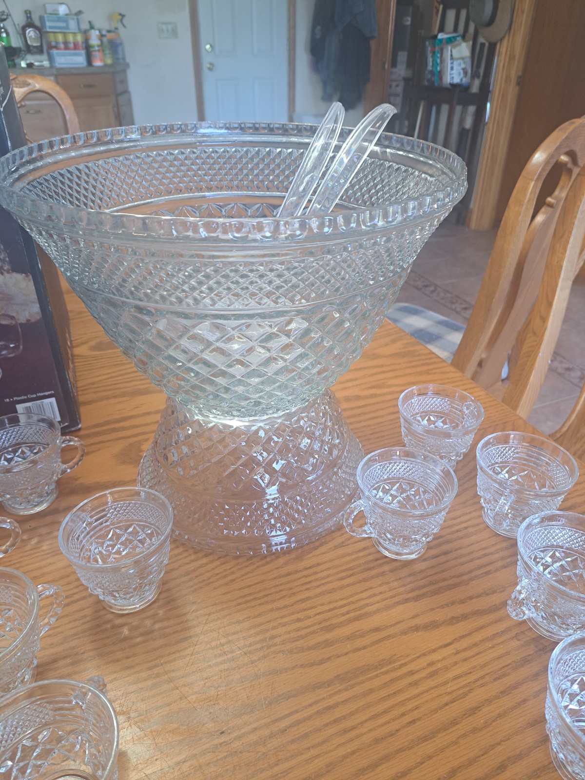 Anchor Hocking Vintage 21-Piece Wexford Pattern Punch Bowl Set Original Box