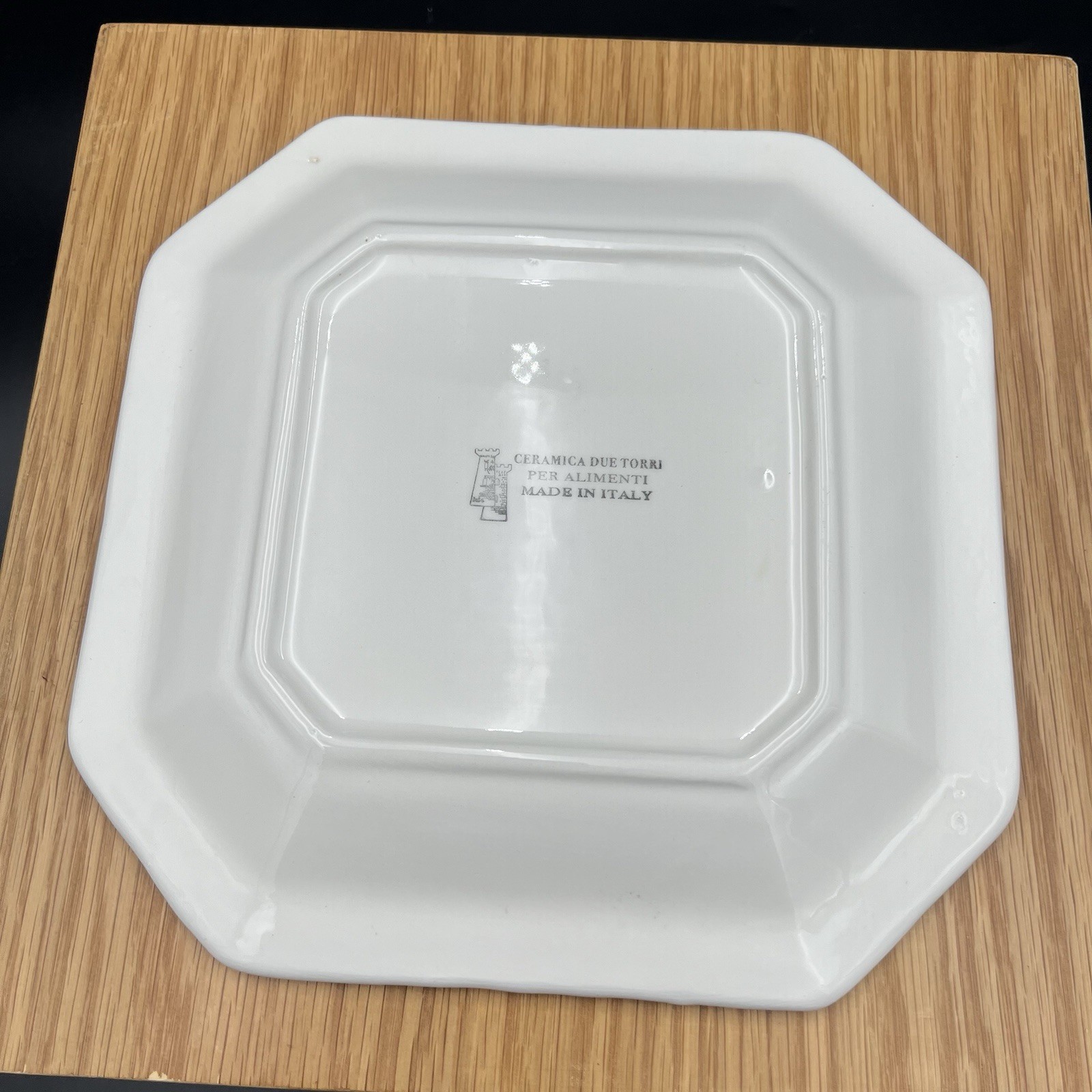 Vintage Ceramica Due Torri Mint Herb Plate Square 9” Italy Set of 2
