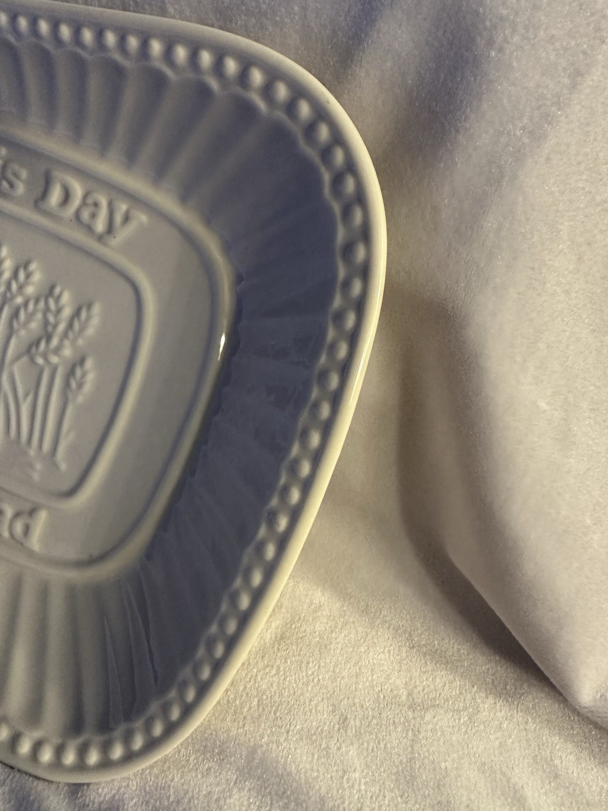 White Glossy Ceramic Rectangular Platter “Give Us This Day Our Daily Bread”