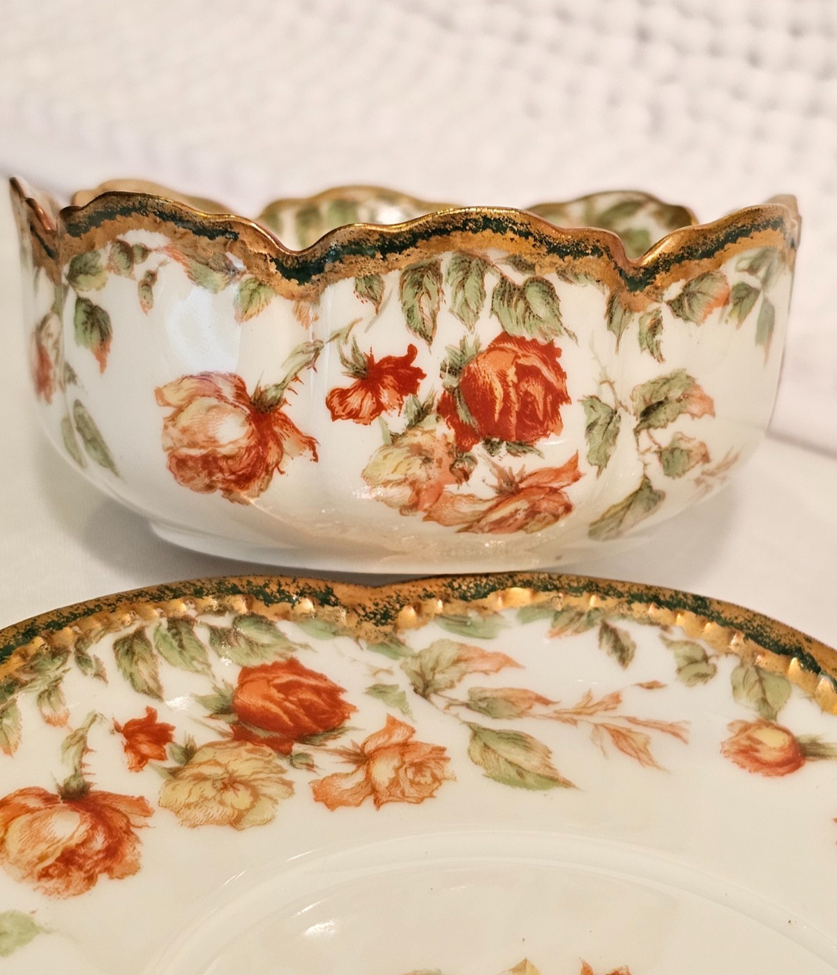 Ramekins, vintage china, set of three (3), Haviland sampler trio