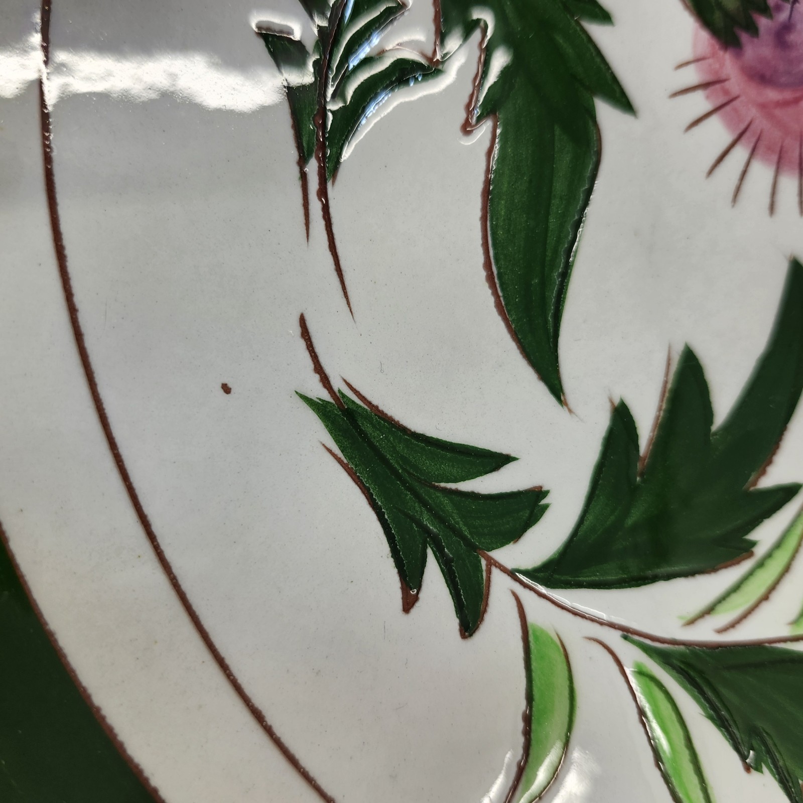 Stangl Thistle Pink 14″ Platter Chop Plate Round Vintage Handpainted Pottery USA