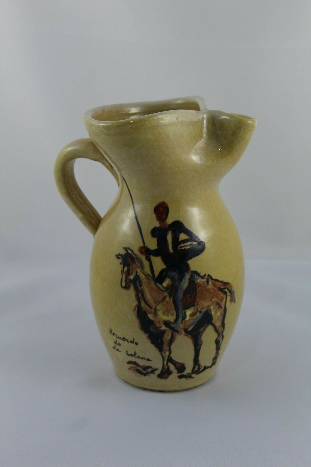 Ceramic Wine Jug La Solana Don Quijote 1984 Hand Painted
