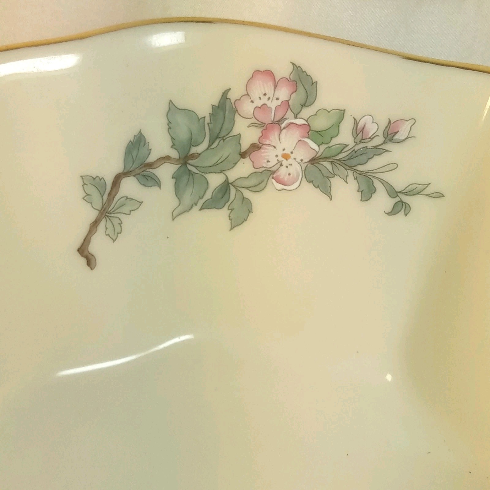 Lenox SERENADE Bowl Porcelain Birds Pink Flowers Gold Trim 5″ FLARED GOLD Trim