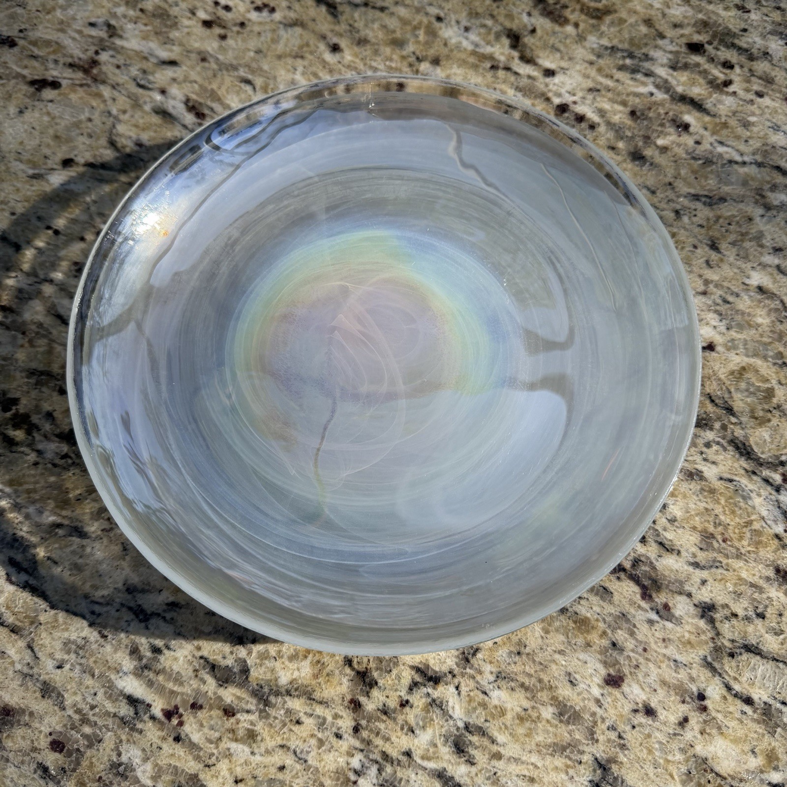 Artistic Accents Salad Plates Iridescent White Swirl Glass 8.25″ Set Of 4