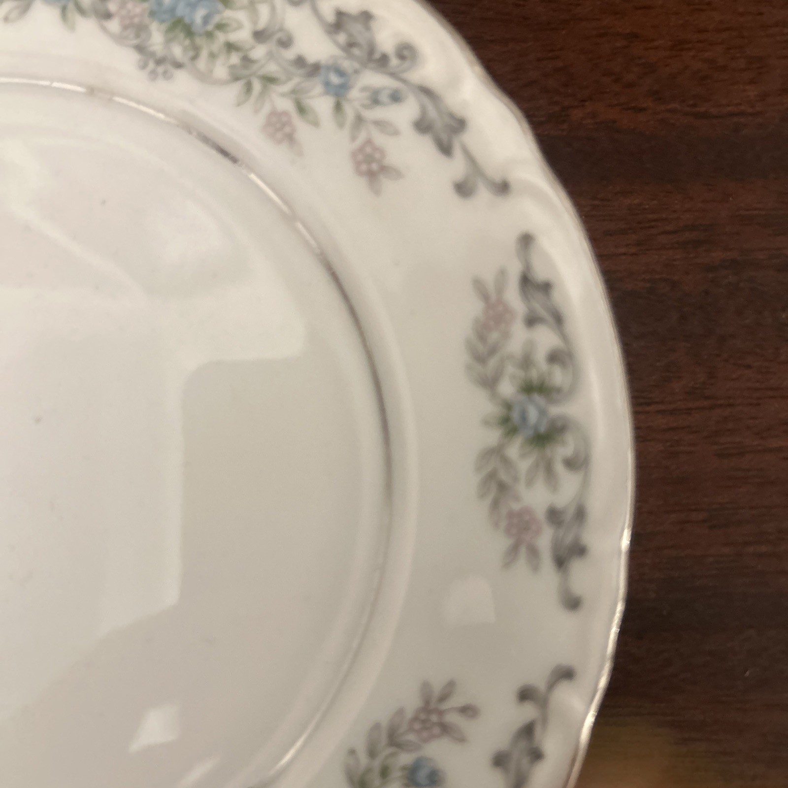 Set Of 2 Norleans Theresa Pattern With Floral Design And Platinum Trim