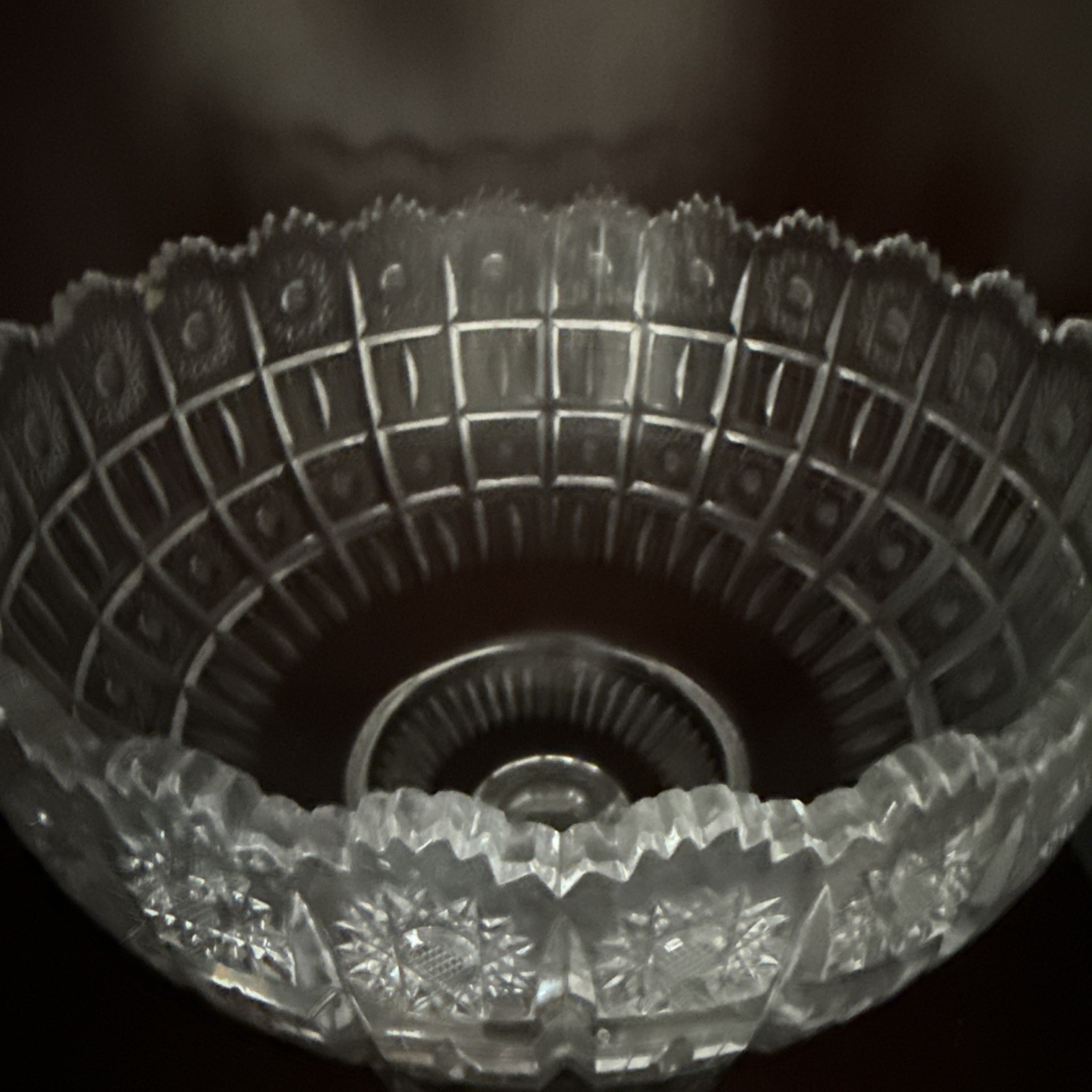 BOHEMIAN CZECH QUEEN LACE CRYSTAL XL 11″ PEDESTAL BOWL CENTERPIECE MINT
