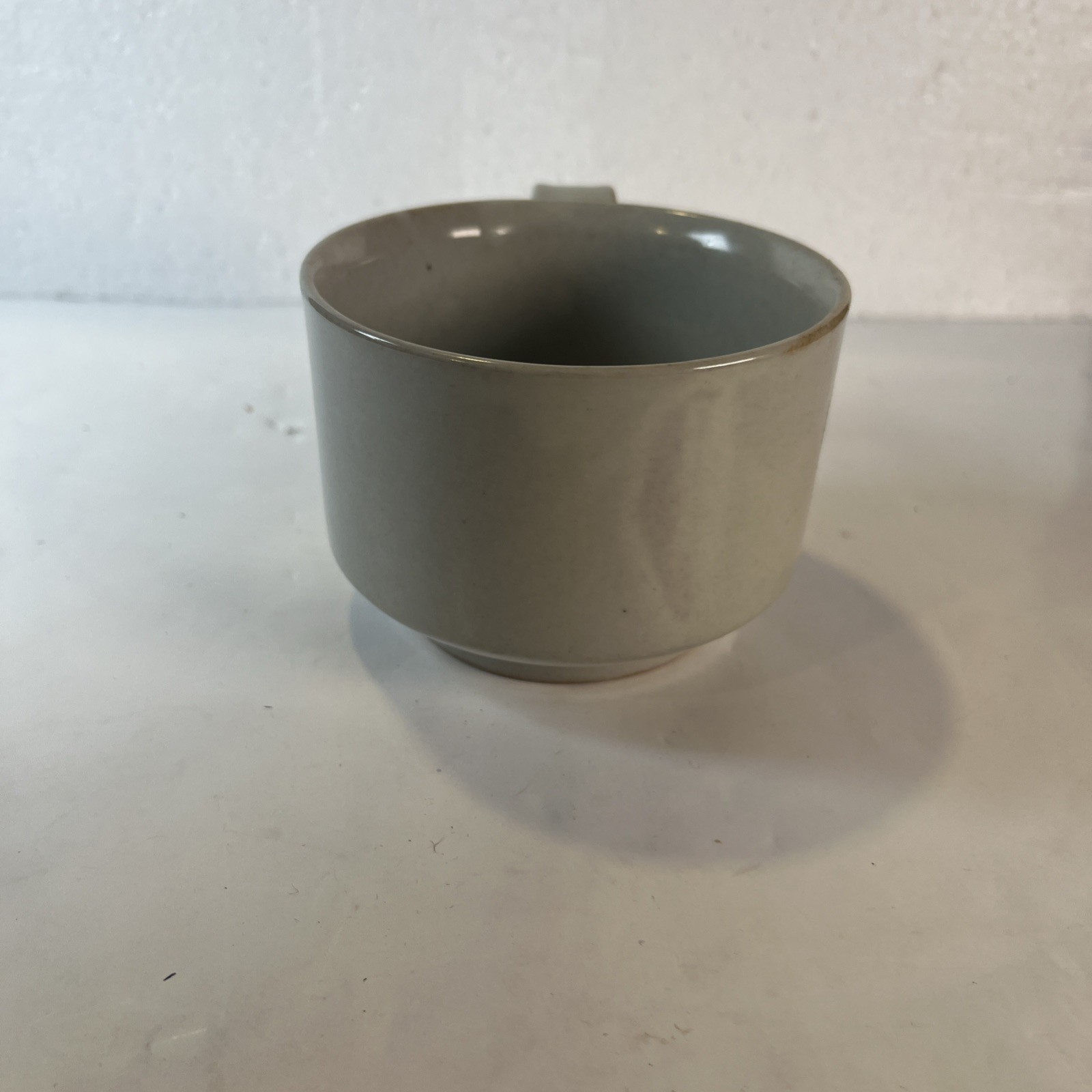 Mid Century Modern Studio Pottery Cup Blue Dot Stoneware Mug USA
