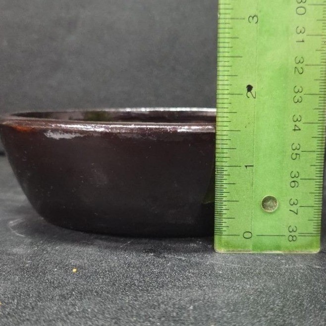Ceramic Brown Artisan Pottery Oval Bowl, Vintage Handmade Rustic Trinket Dish