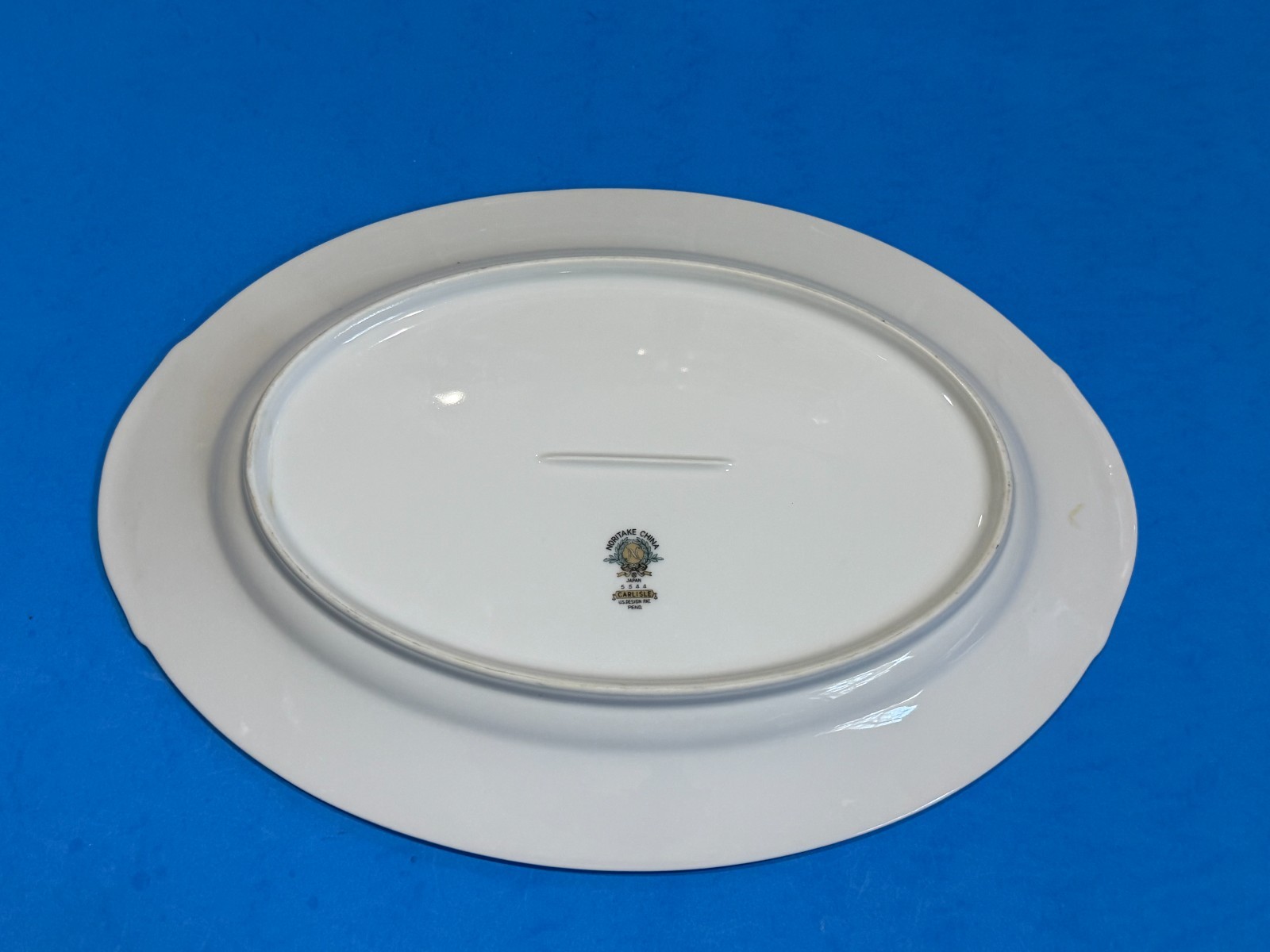 VTG Noritake Carlisle Oval Platter 5544 Green White Gold Trim Floral Ctr *READ*