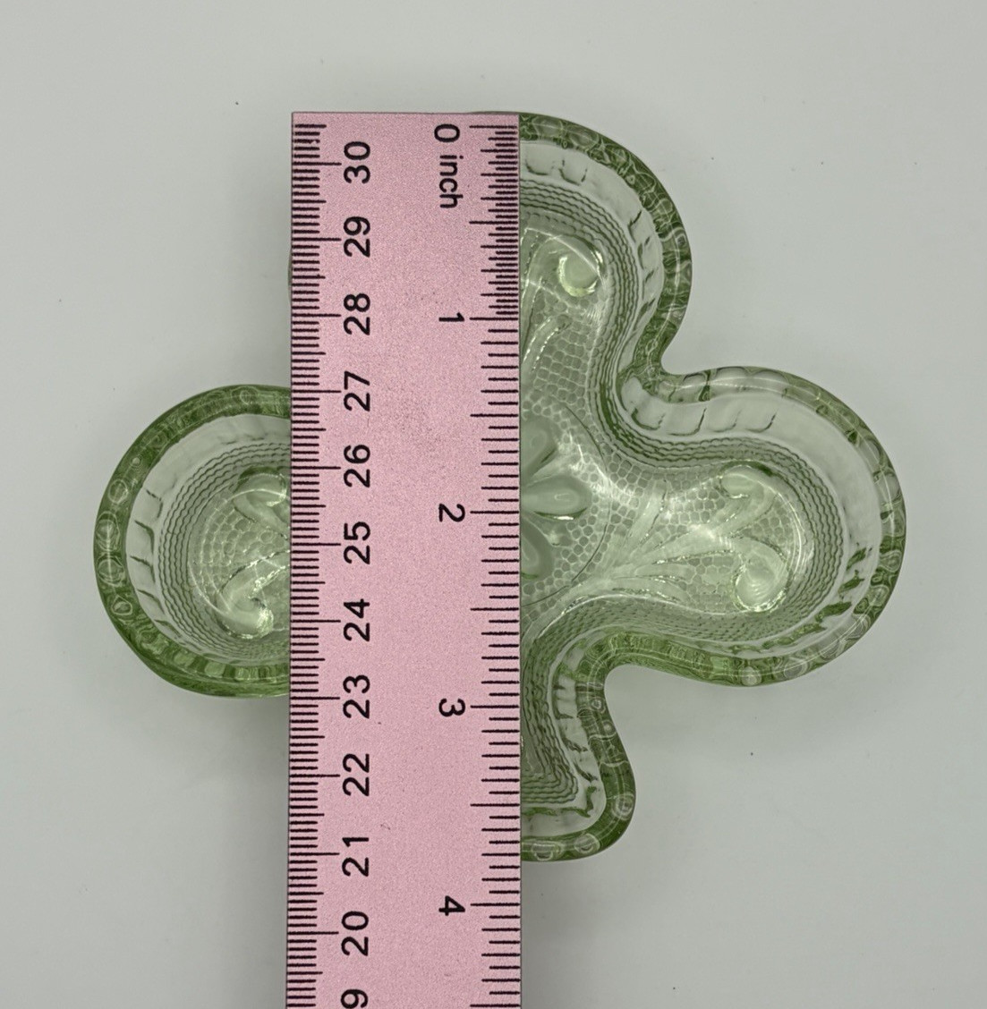 Vintage Indiana Glass Tiara Trinket/Ring Dish In Club Suit Shape Clover Green