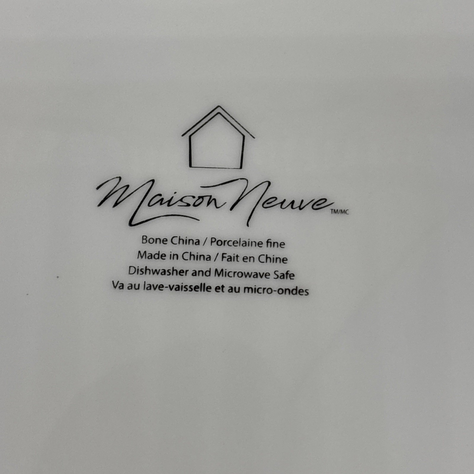 4 Maison Neuve “White” Bone China 10 1/2″ Dinner Plates Embossed Rings Porcelain