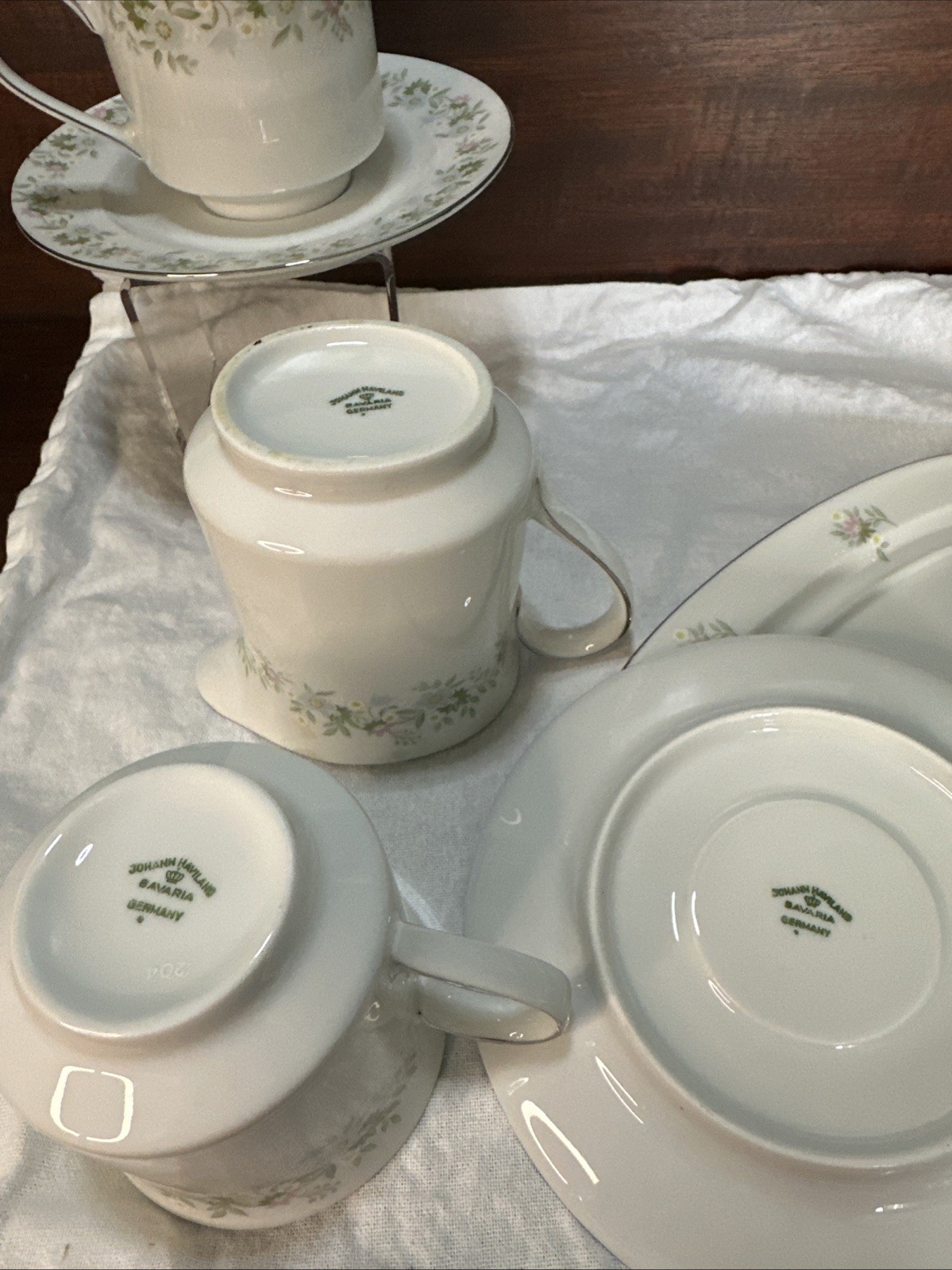 Vintage Johann Haviland Forever Spring Butter Dish Creamer 2 Tea Cups And Saucer