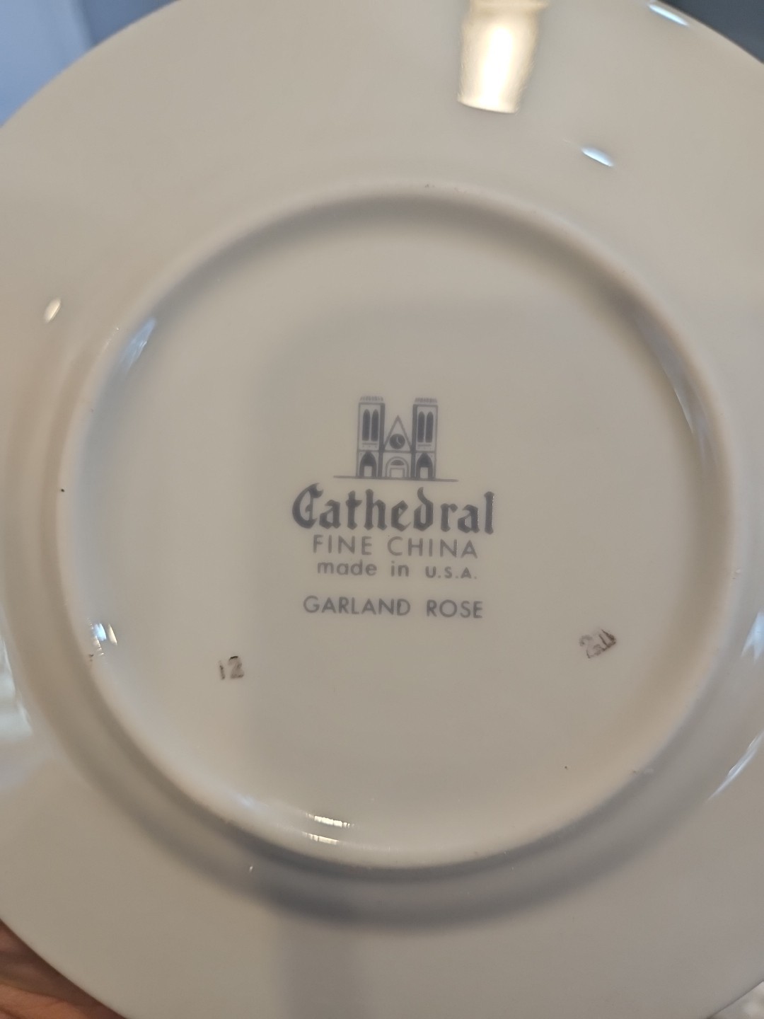 Cathedral Garland Rose Platinum Trim 6 Place Settings 24pc Total Unused 1960s