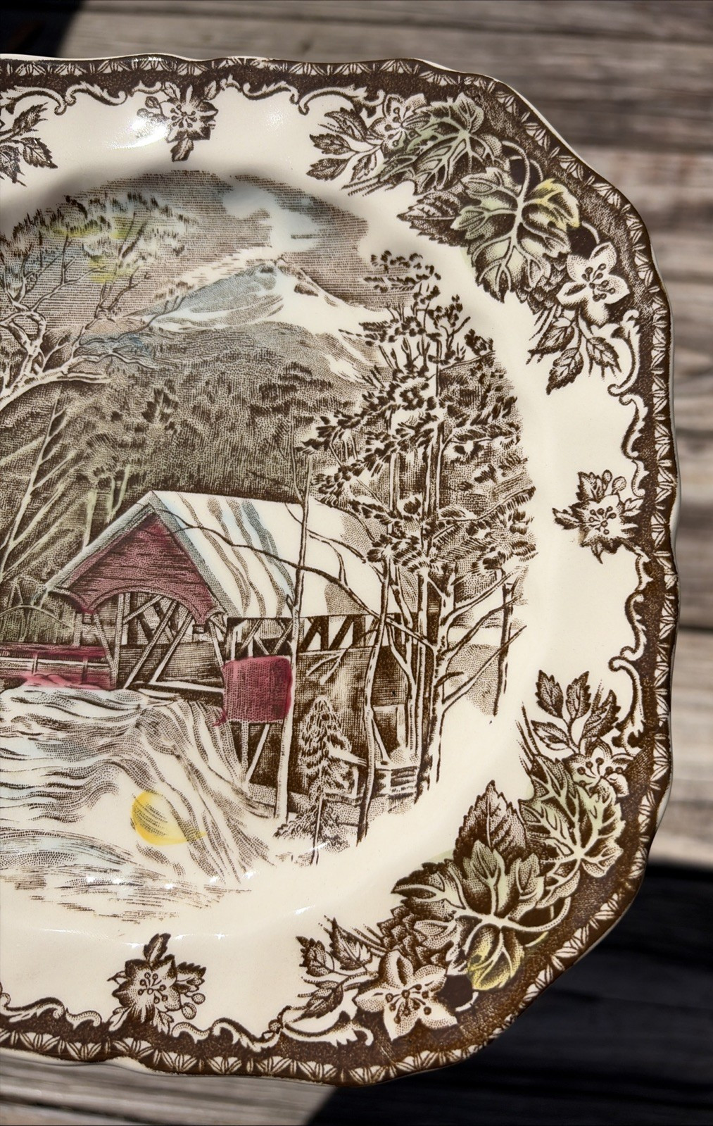 Johnson Brothers The Friendly Village The Covered Bridge Square 7.5” Salad Plate
