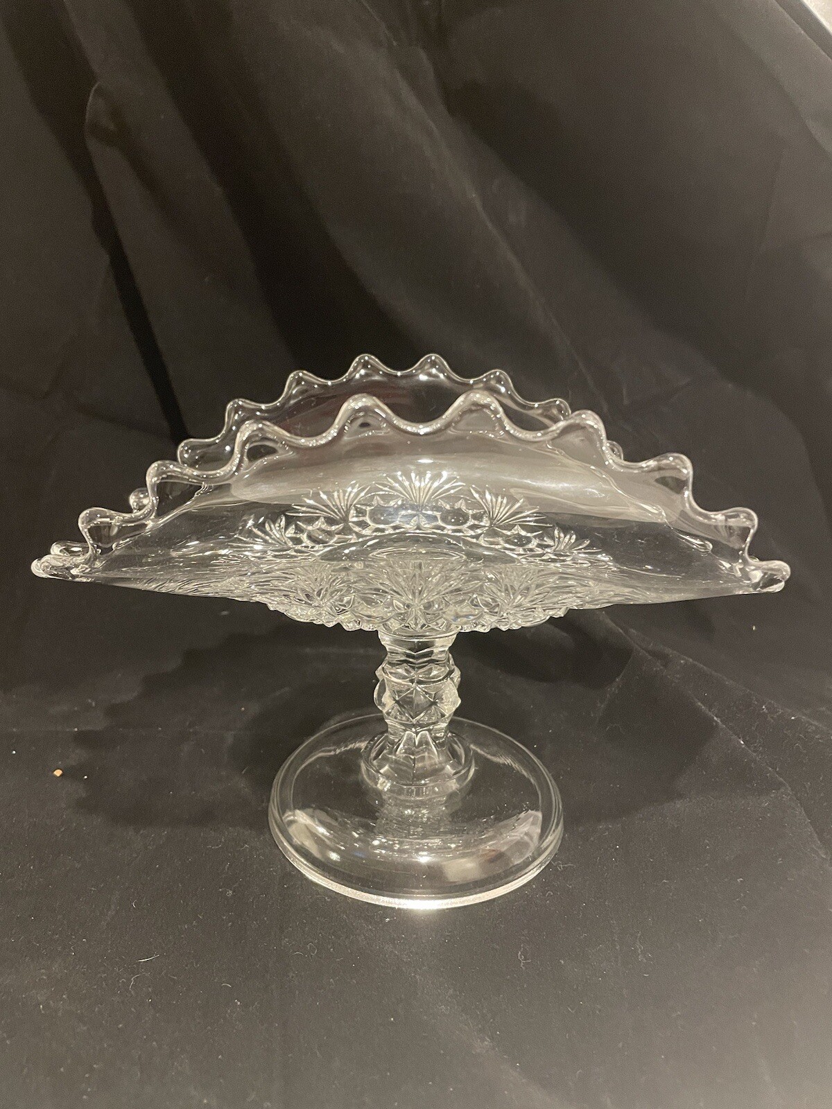 Bryce Higbee CHARM Rosette and Palms Banana Stand Clear Glass 6” Tall