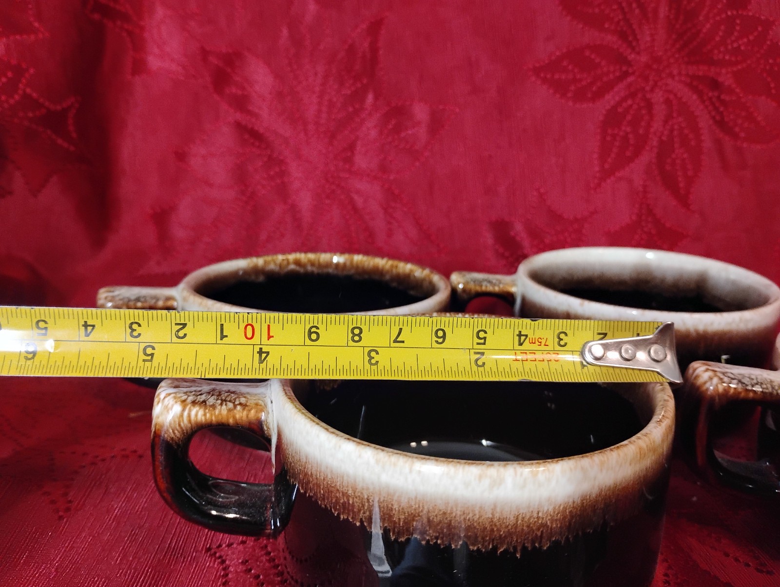 Set of 4 Vintage Pfaltzgraff Gourmet Brown Drip Glaze Coffee Cup