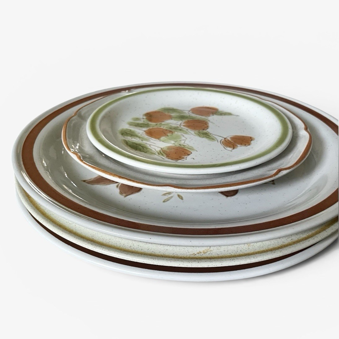 Set 5 Vtg Floral Stoneware Plates Japan Wall Collage Display Wreath Wall Decor