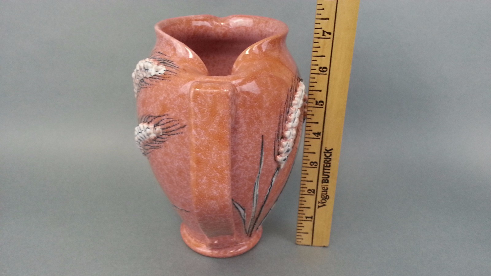 Vtg Italy Wheat Pitcher Pink E7R Italian