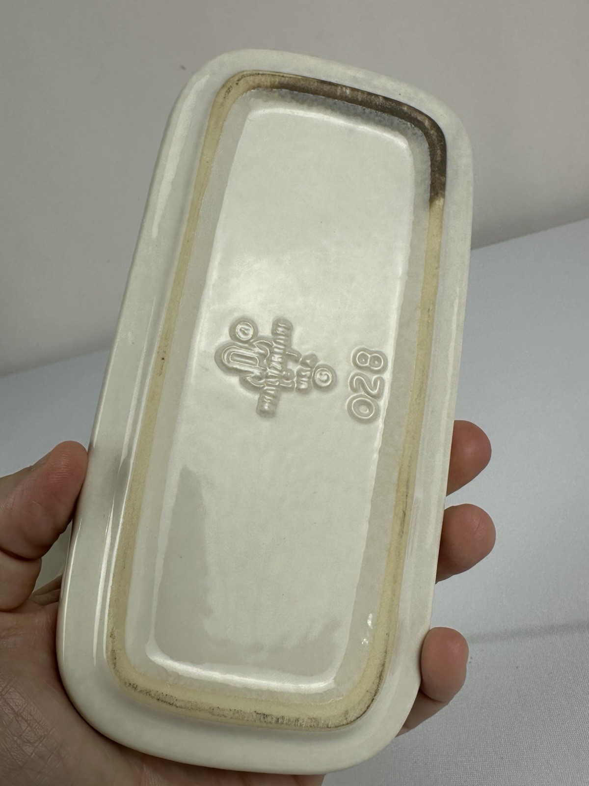 Pfaltzgraff Gazebo White Ceramic Covered Butter Dish USA Vintage #028