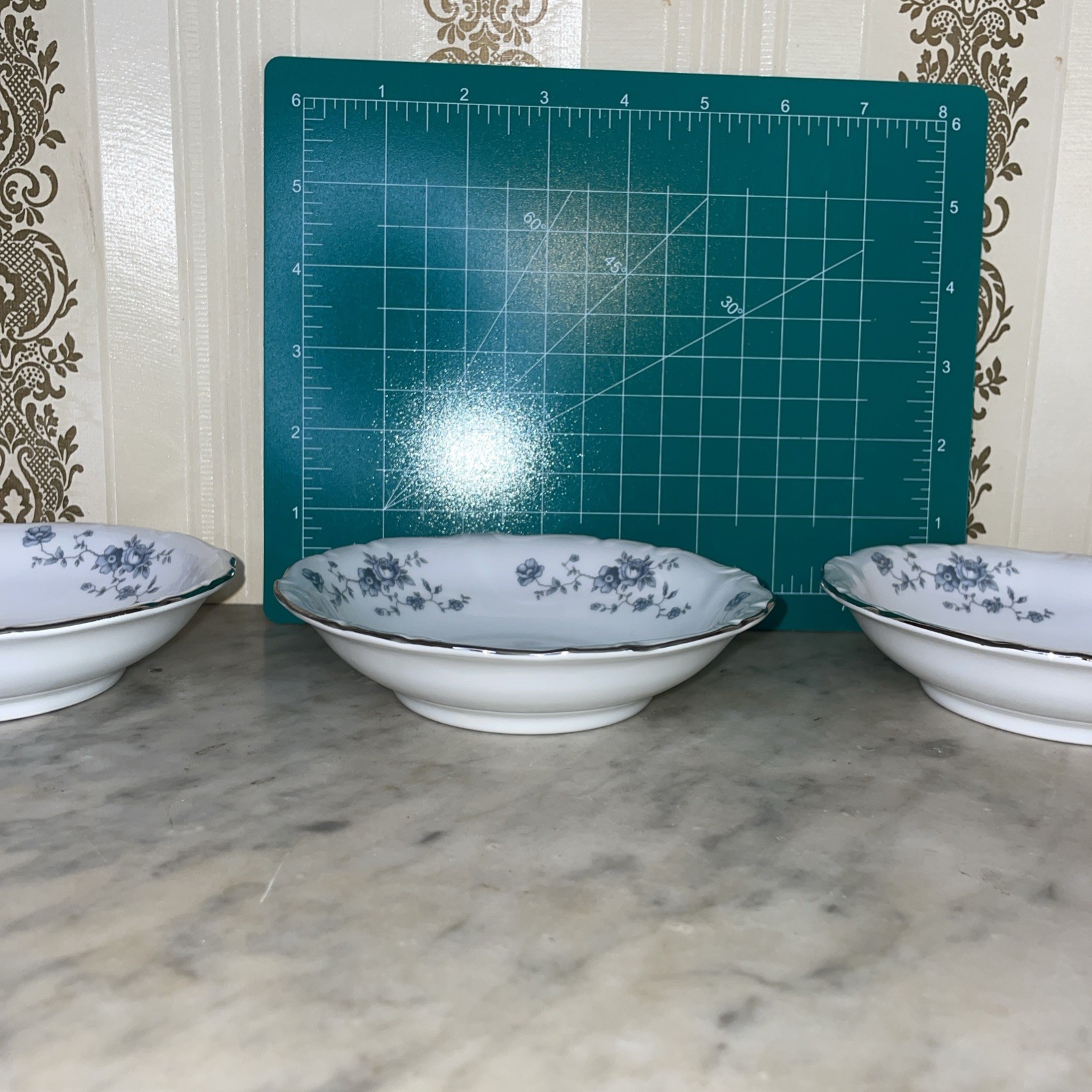 MINT Vintage Johann Haviland Blue Garland Rose Fruit Berry Bowls 5″~ Set of 3