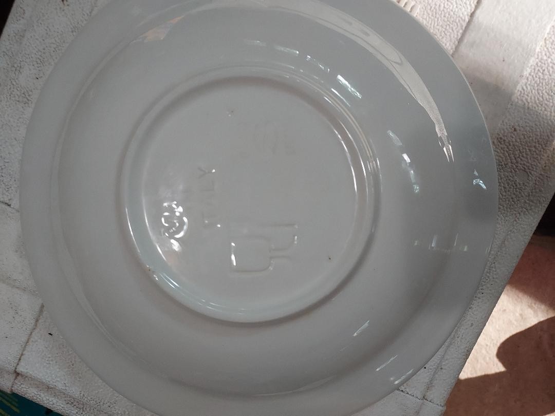white bowl with “sheafs of wheat” made in italy
