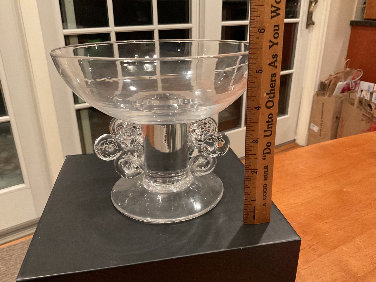 SIMON MOORE SIGNED / DATED CONTEMPORARY STUDIO ART GLASS COMPOTE DATED 1992
