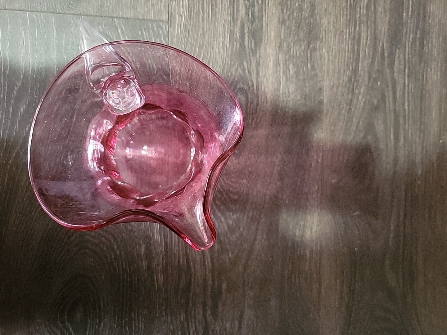 Signed Wheaton Village Studio Art Glass Cranberry Pink Pitcher NJ 9in 2000