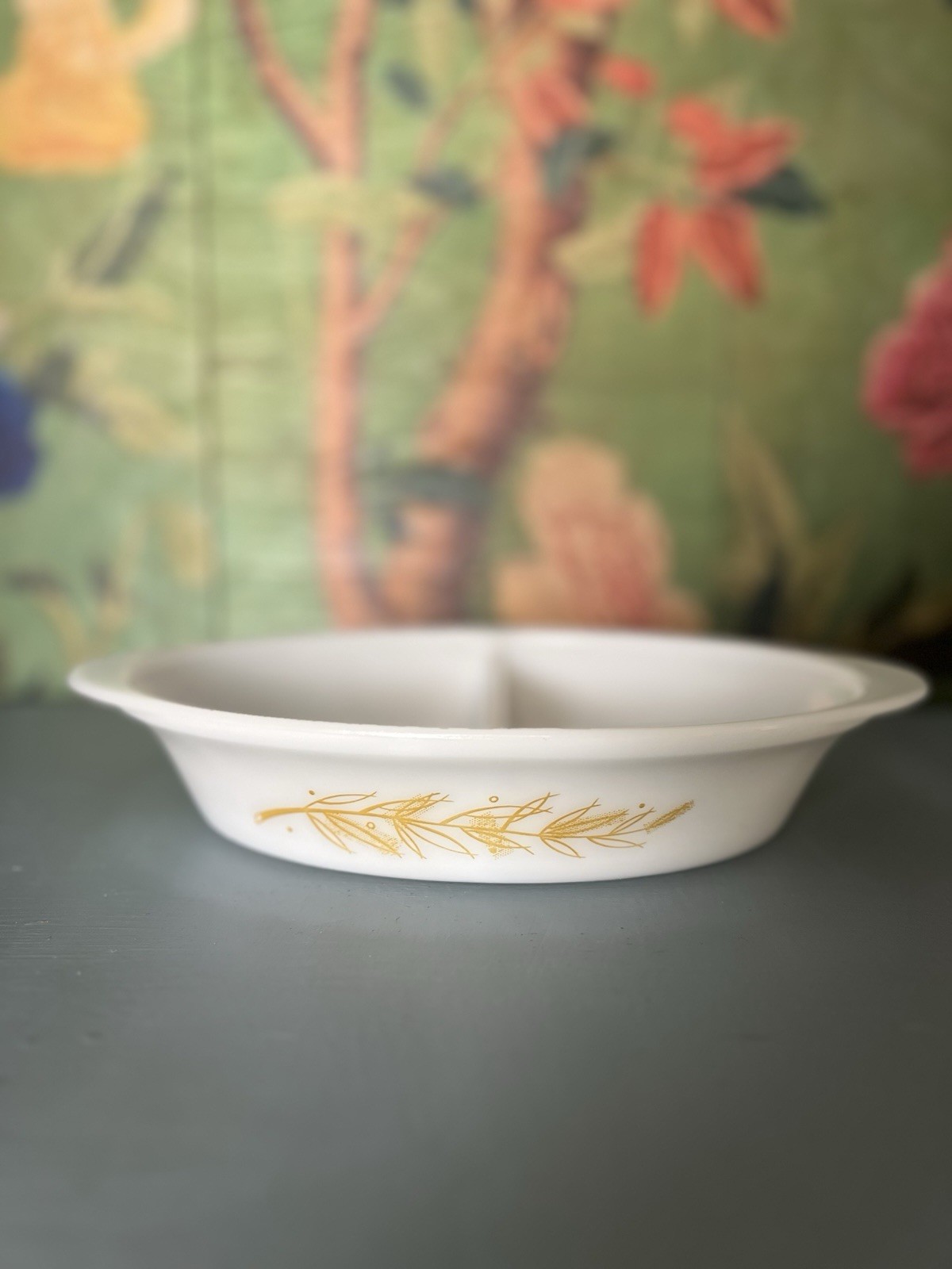Vtg GlasBake Divided Casserole Dish J-239 Milk Glass USA