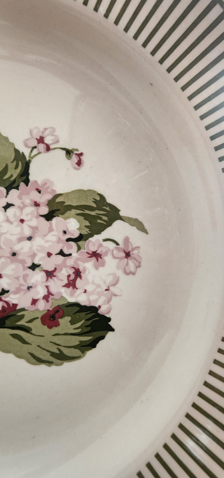 Hydrangea Salad Dessert Plate 8 1/2″ Martha Stewart Stoneware White Pink Green !