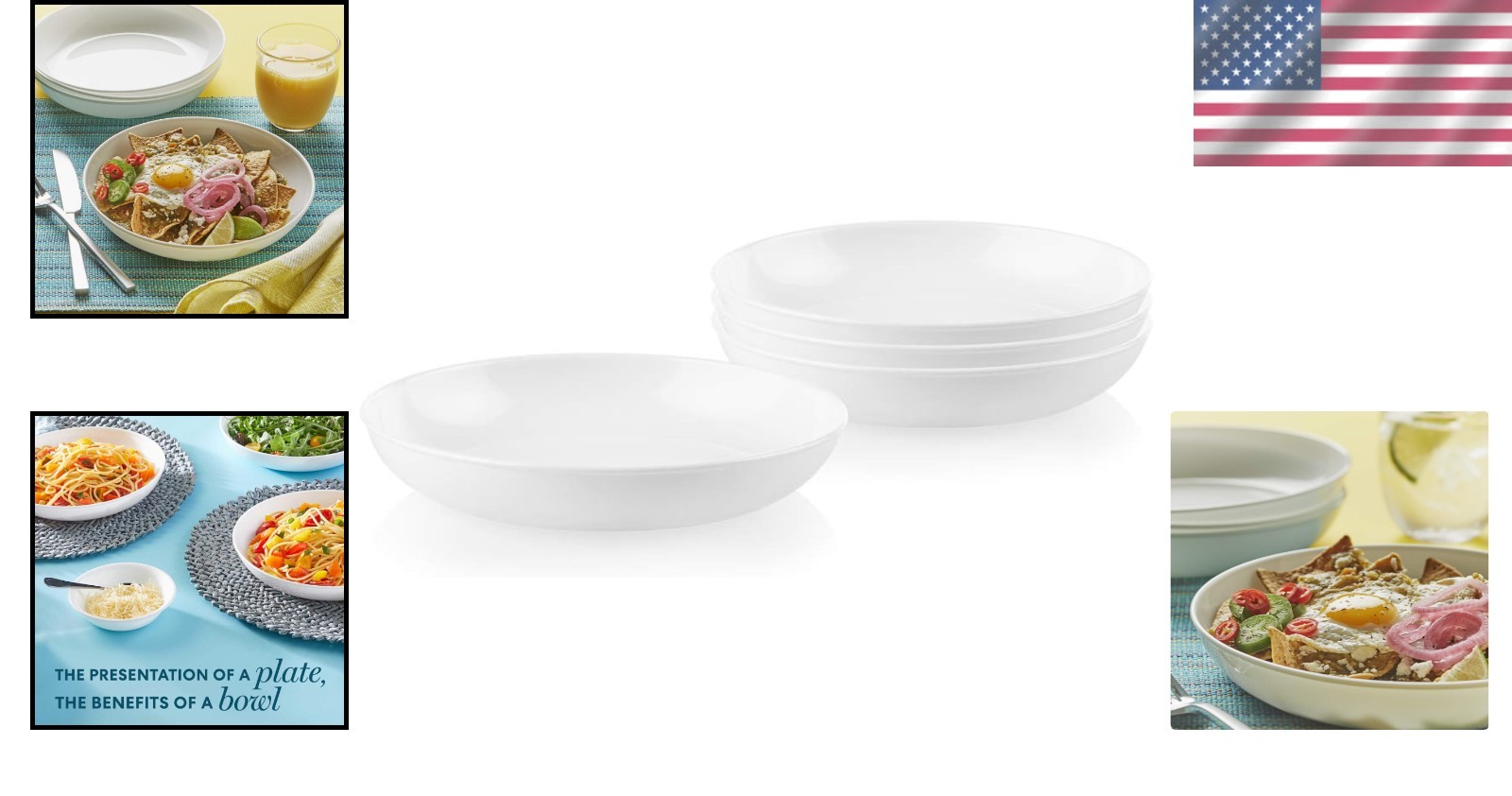 Elegantly Designed 4-Pc 30-Oz Vitrelle Bowls – Microwave Safe & Eco-Friendly