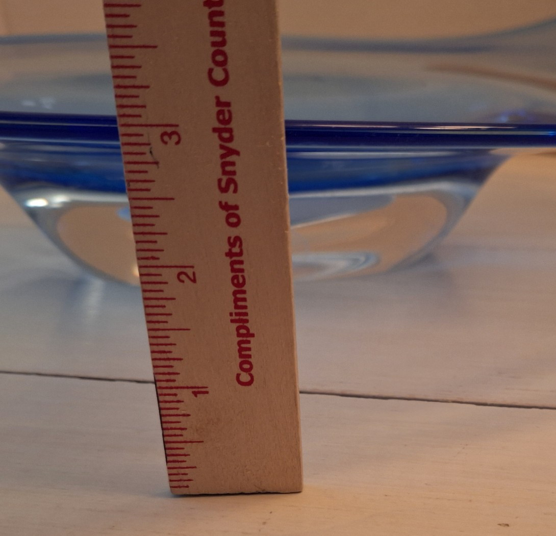 Adam Jablonski Signed Art Glass Centerpiece Bubble Base Unique Blue 17″ X 12″