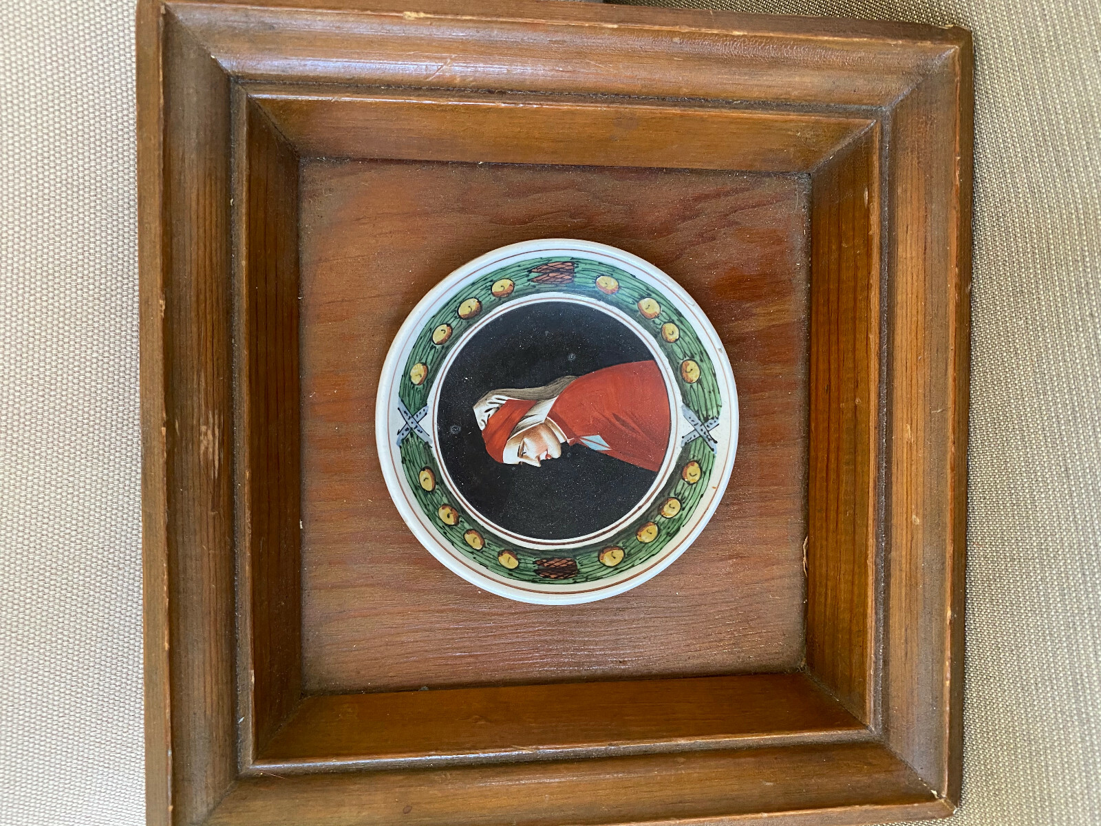 Wooden Frame Antique Italian Medallion Verbanum Stone Sci Laveno