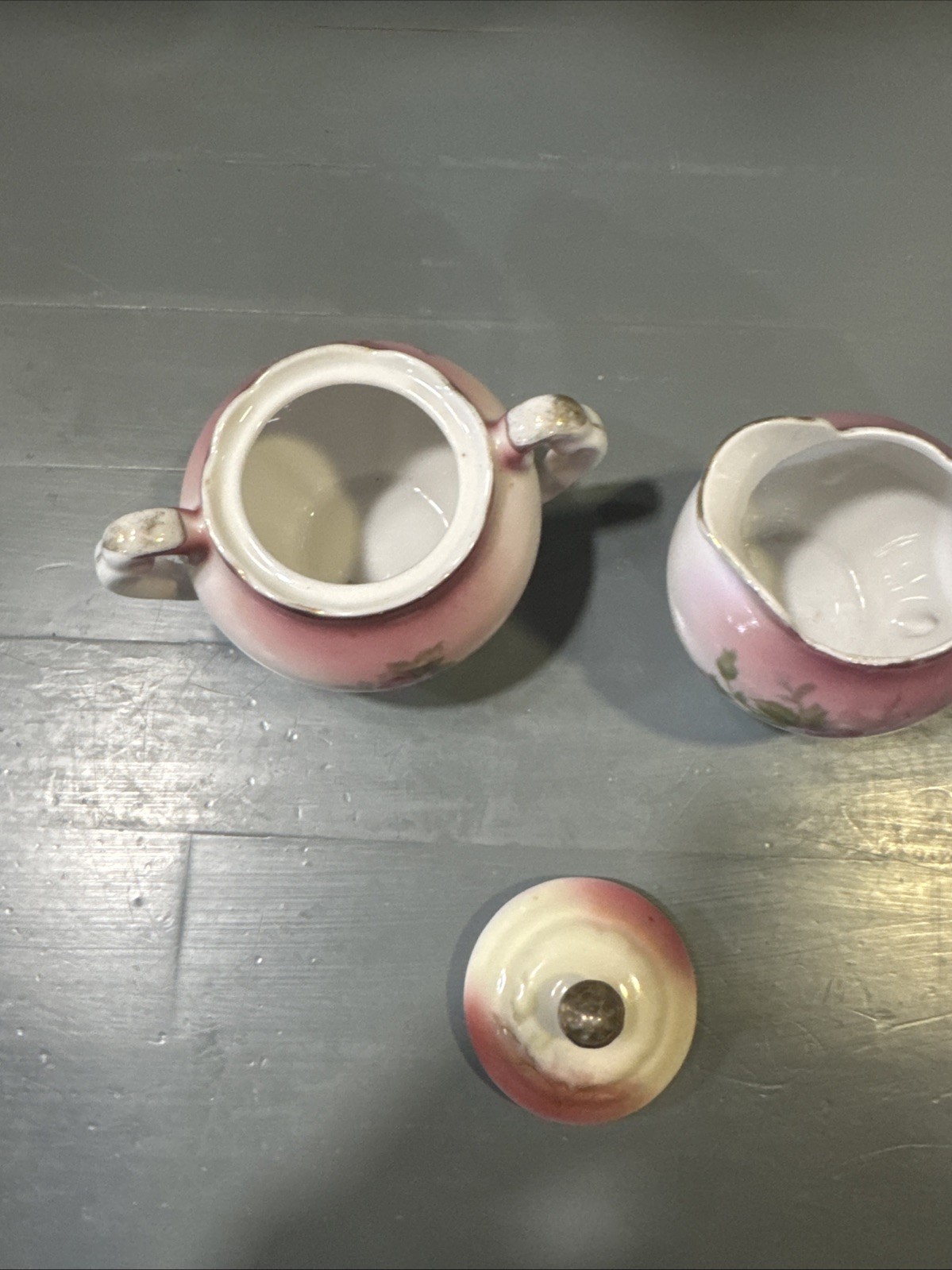 Vintage Lefton China Pink Roses Cream and Sugar