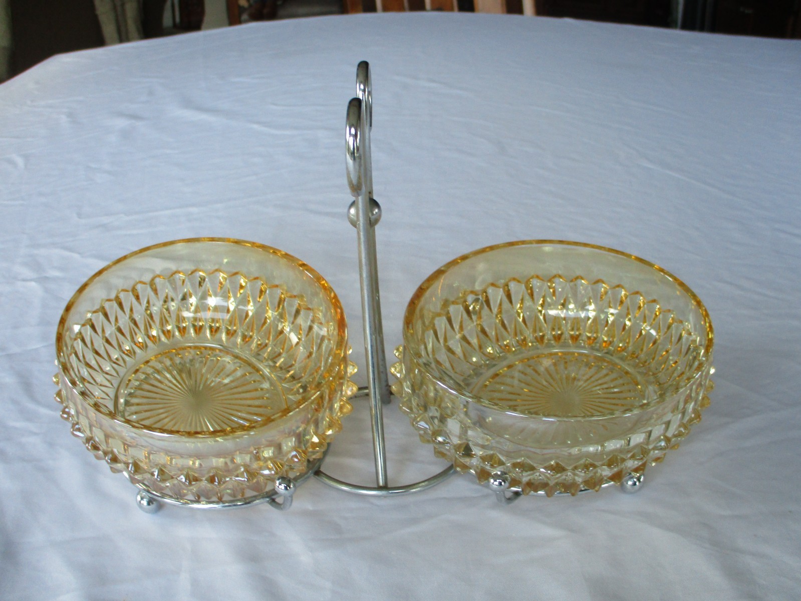 Indiana Glass Amber Pedestal Candy Dish + Covered Candy Dish & Condiment Server