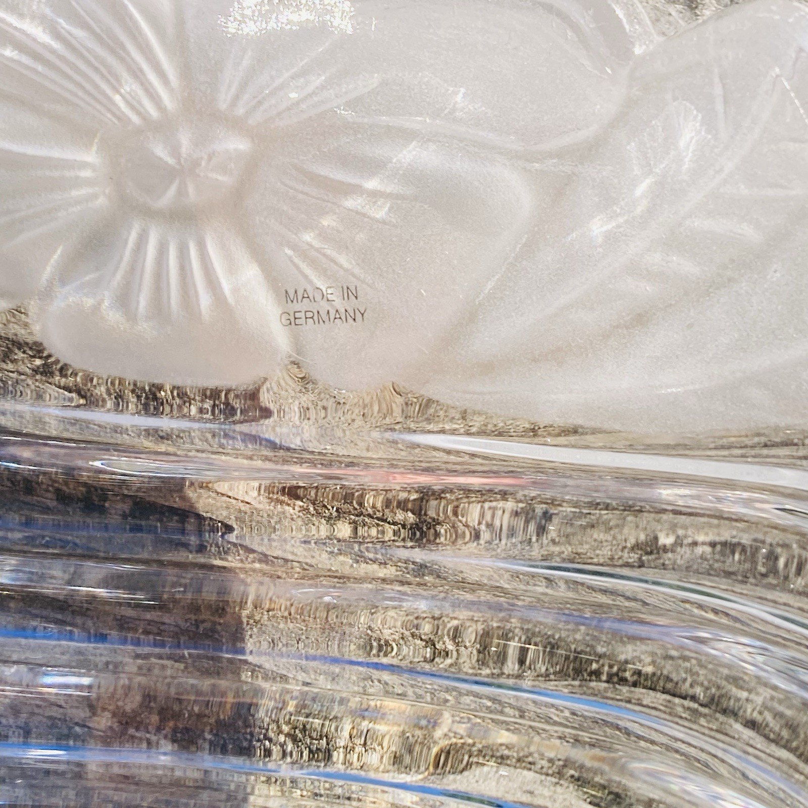Vintage Lead Crystal Satin Floral Beehive Serving/Snack Bowl Made In Germany