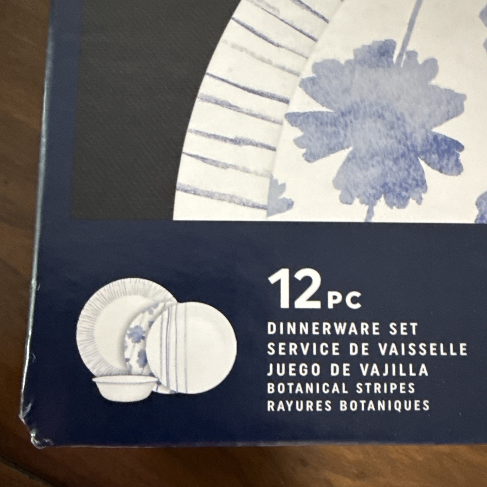 Corelle Livingware Since 1970 Botanical Stripes 12-pc. Dinnerware Set Blue