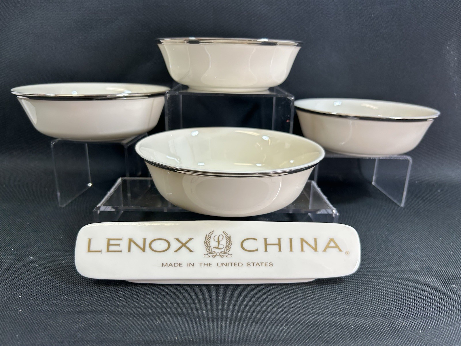 Lenox China Solitaire~(Set of 4)~6 1/4″ All Purpose Bowl~Outlet Mark~C~Excellent