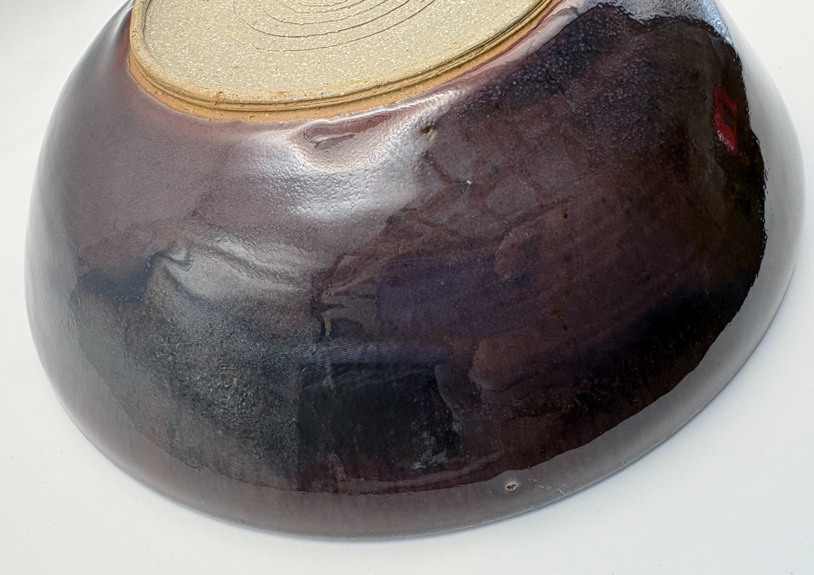 Studio Art Pottery Deep Purple Glazed Stoneware Bowl 8.75″ x 2.5″ Signed