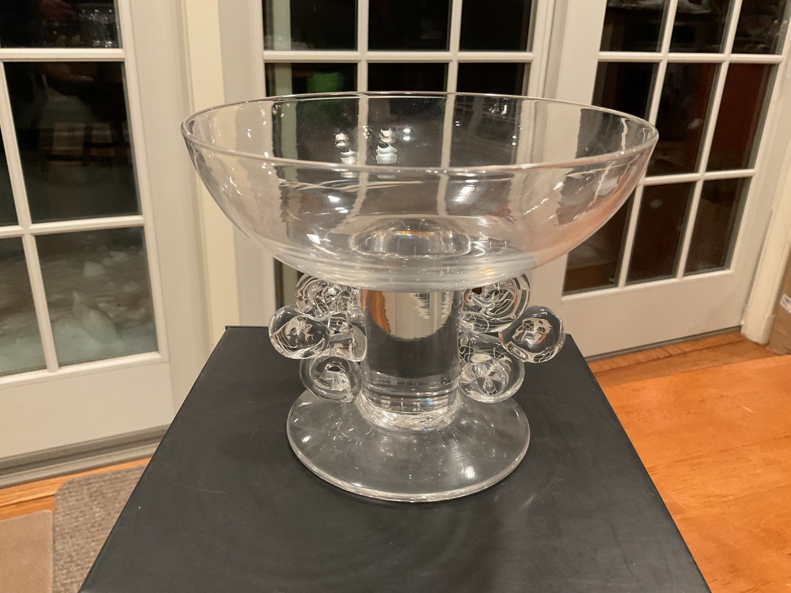 SIMON MOORE SIGNED / DATED CONTEMPORARY STUDIO ART GLASS COMPOTE DATED 1992