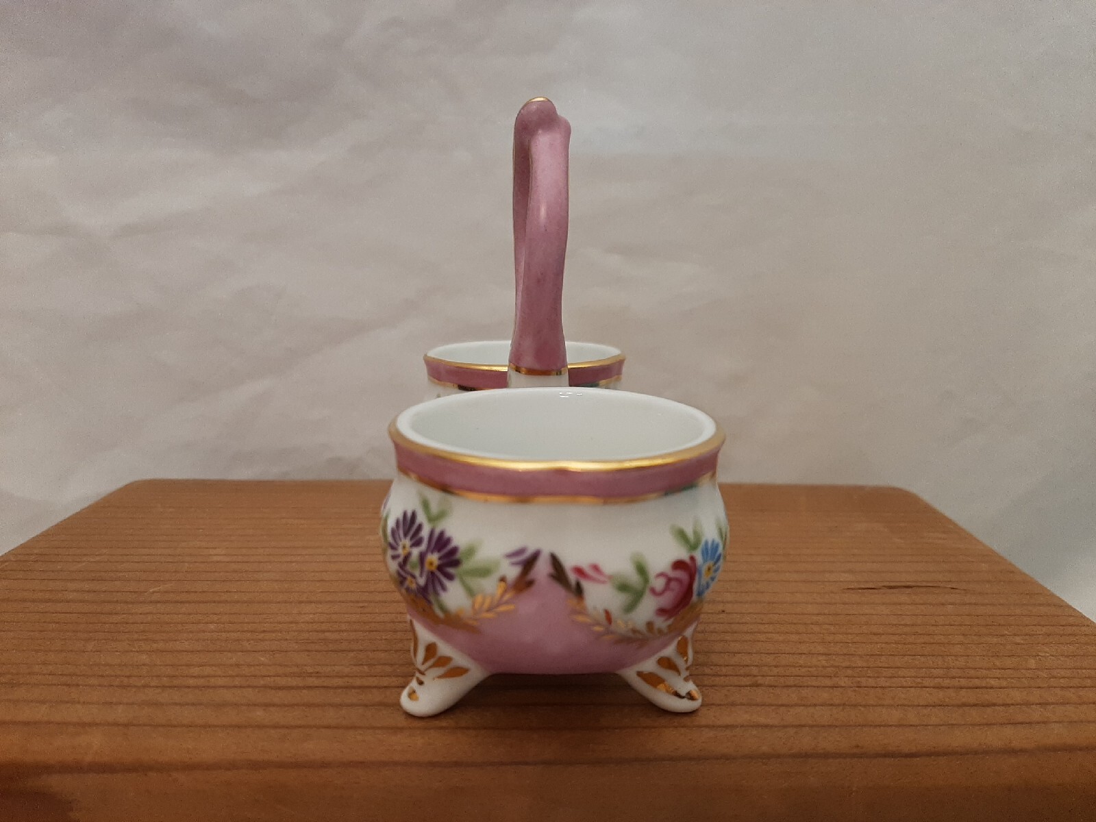 RARE Limoges China Spice Cups Salt Dip Server Vintage Pink