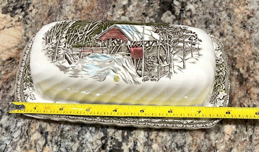 Johnson Brothers Friendly Village Butter Dish The Covered Bridge Vintage England