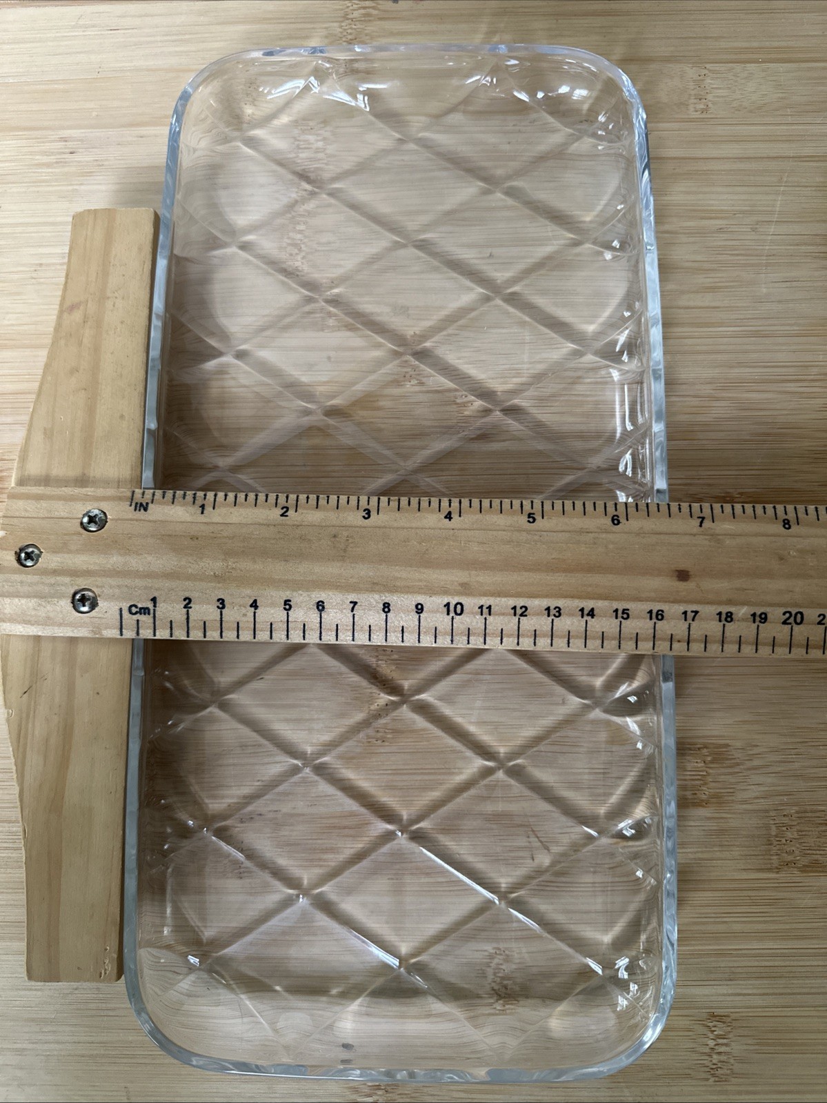 Clear Crystal Serving Tray 13×6.5 Rectangular Diamond Quilted Pattern