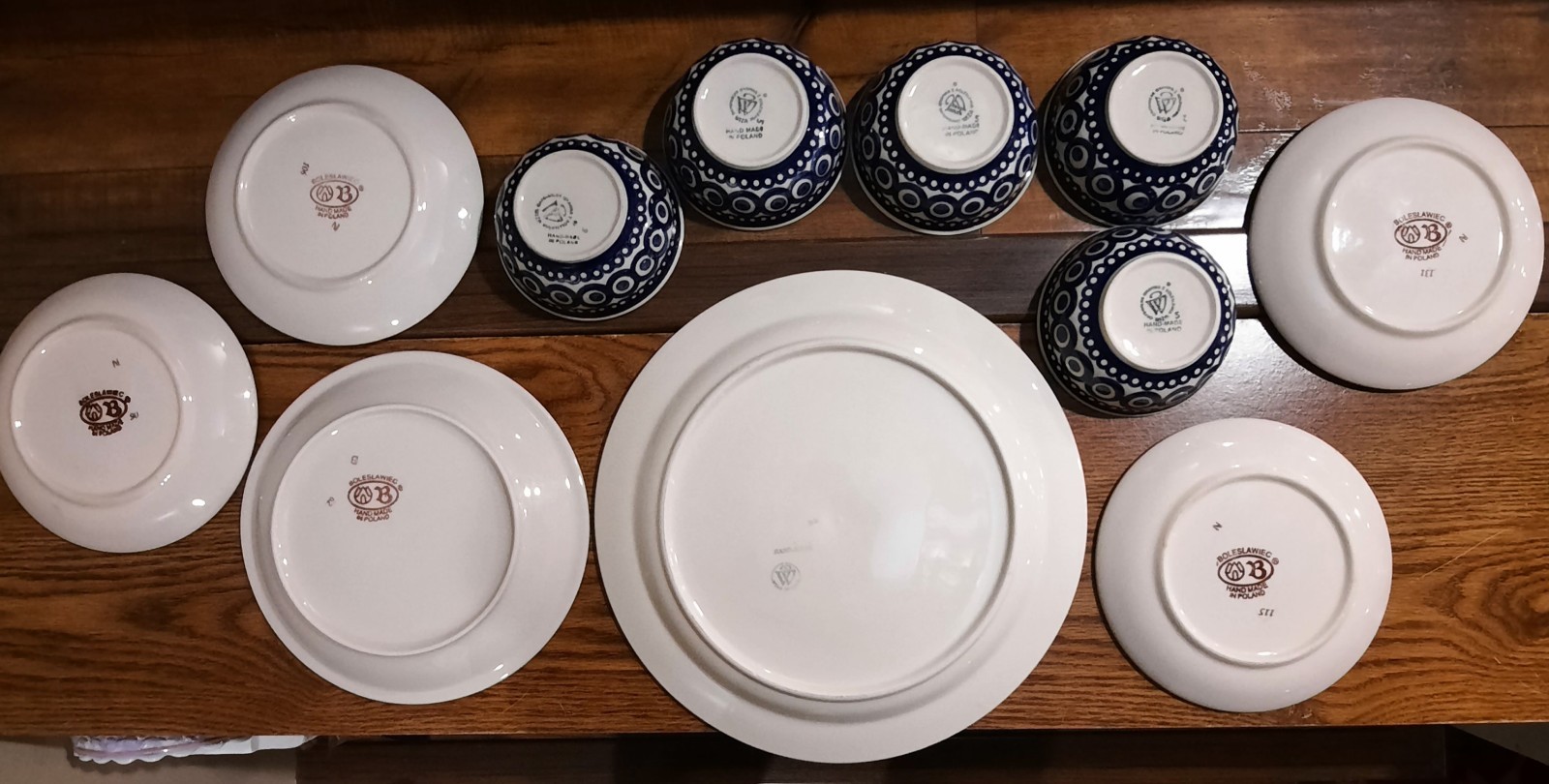11-Piece Wiza, Boleslawiac Handmade & Hand-Painted Dishes~Platter, Plates, Bowls