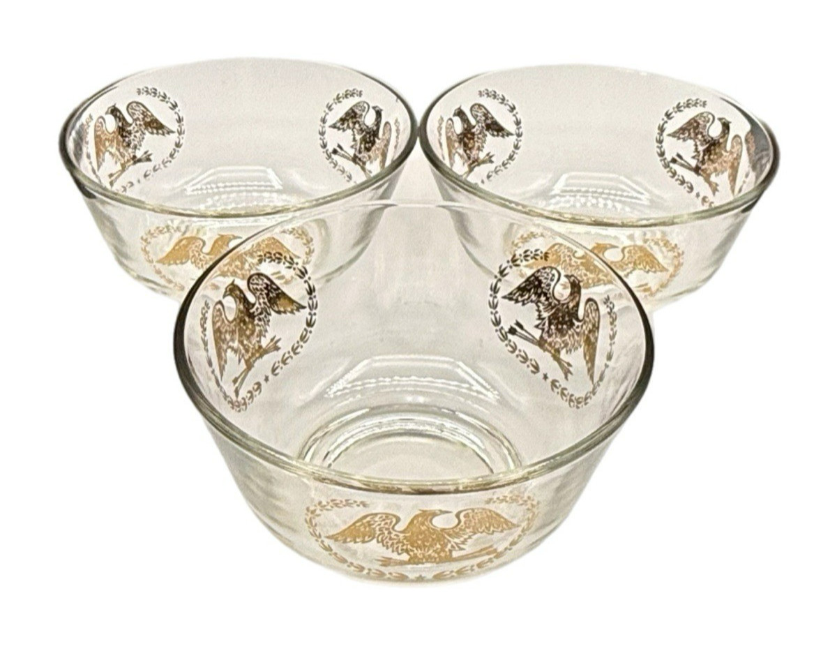 Vintage Candy Nut Relish Dishes Gold Gilt Americana Eagle Victory Wreath – Three