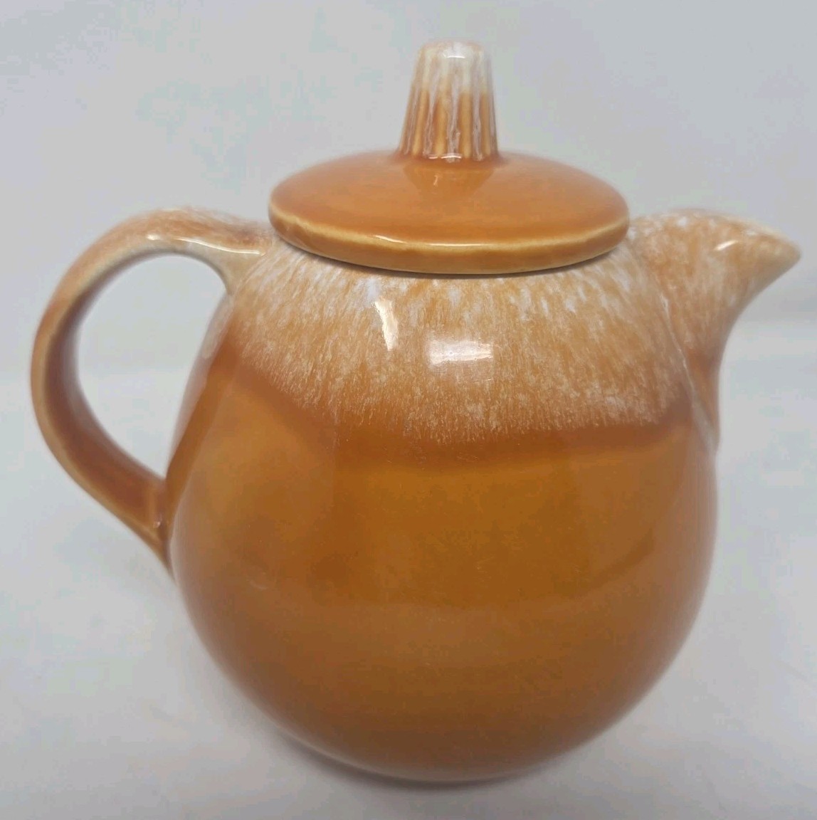 Hull Tangerine Orange Drip Glaze Oven Proof USA Teapot