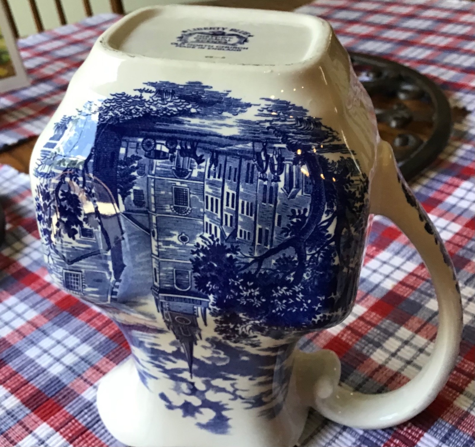 VINTAGE STAFFORDSHIRE LIBERTY BLUE “OLD NORTH CHURCH” PITCHER, 7 7/8’