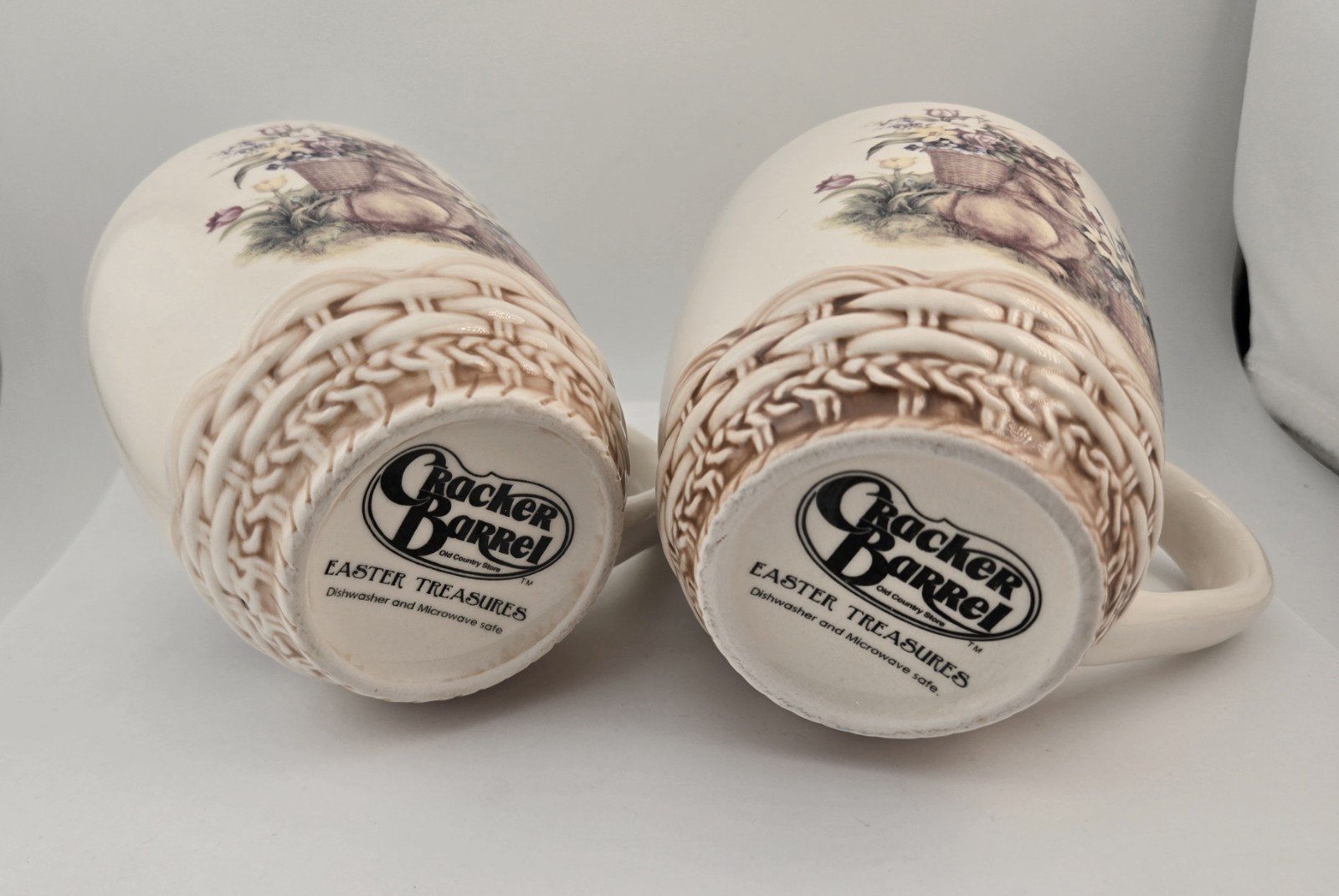 Lot of (2) Cracker Barrel Easter Treasures Bunny Floral Coffee Mugs Cups