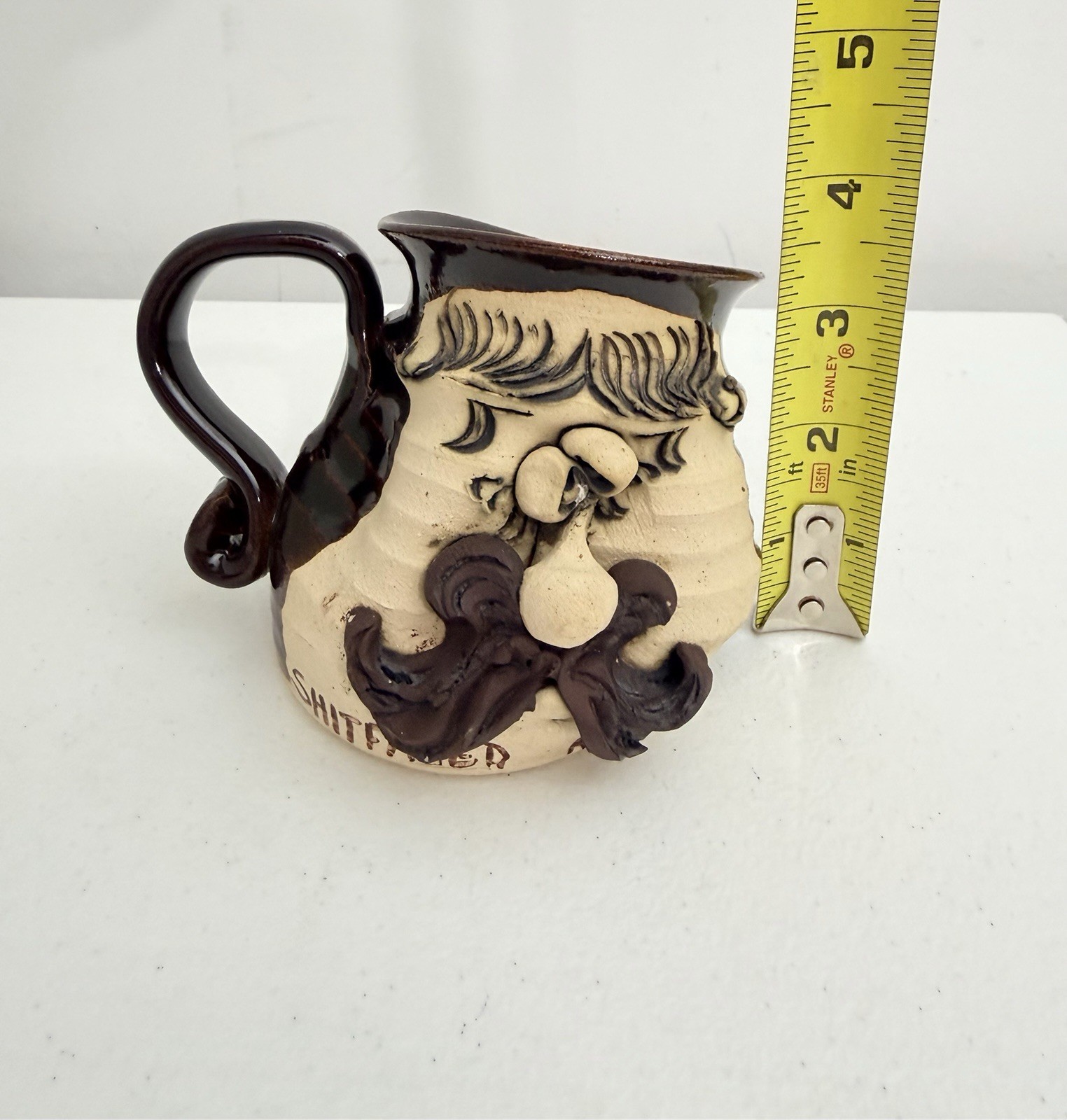 Tiegland Bradford Stoneware Pottery Ugly Funny Collapsed Face Coffee Mug Sh*T